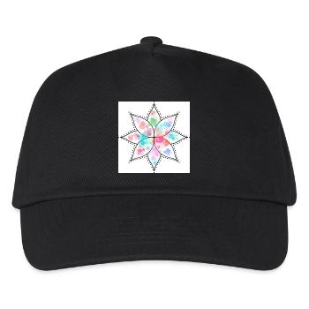 Mandala Pastell Blume Aquarell - Kinder Basecap - Schwarz - Vorne
