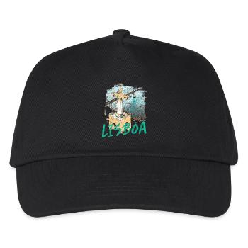 Christ the King of Lisbon seen from the sky blue lettering - Kids’ Baseball Cap - black - Front