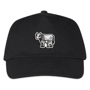 Kuh und Kalb – Geometrisches Minimaldesign - Kinder Basecap - Schwarz - Vorne