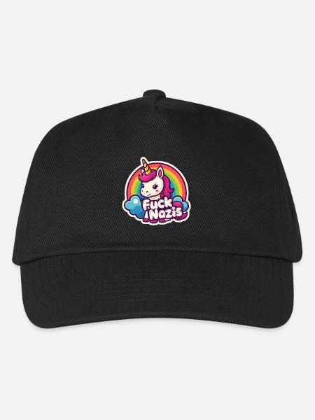 Einhorn Gegen Nazis Regenbogen Rainbow Unicorn - Kinder Basecap - Schwarz
