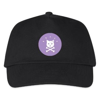 Jolly Roger Punk Katze in  Lila Kreis - Kinder Basecap - Schwarz - Vorne