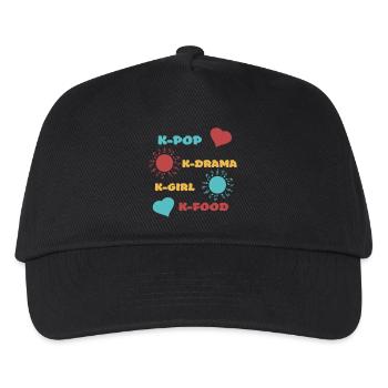 K-Pop K-Drama 3 benutzerdefinierte Farben - Kinder Basecap - Schwarz - Vorne