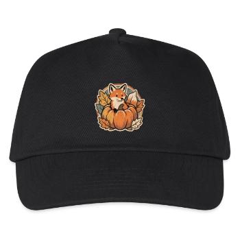 Süßer Halloween Fuchs im Kürbis mit Hexenhut - Kinder Basecap - Schwarz - Vorne