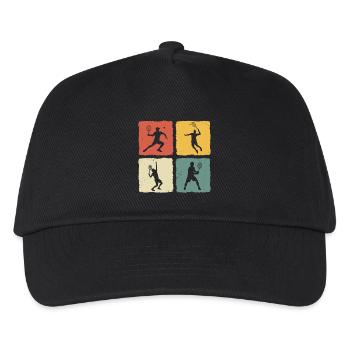 Tennis Retro Tennisspieler T-shirt Tennis spielen - Kinder Basecap - Schwarz - Vorne