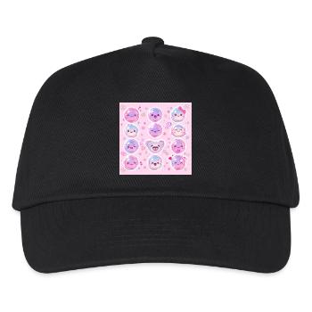 Pink Glow Pastell Kawaii Muster - Kinder Basecap - Schwarz - Vorne