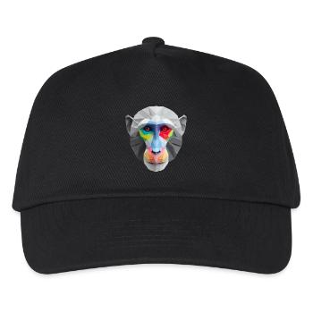 Farbiges Low-Poly Affengesicht Logo Art Design - Kinder Basecap - Schwarz - Vorne