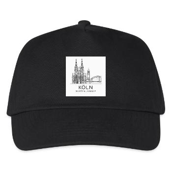 Köln Linienkunst Silhouette Wahrzeichen - Kinder Basecap - Schwarz - Vorne