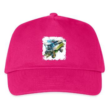 Farbige Blueprint Dreschmaschine, CAD-Design - Kinder Basecap - Fuchsia - Vorne