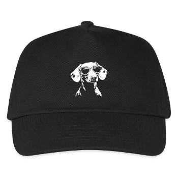 Dackel Sonnenbrille - Kinder Basecap - Schwarz - Vorne