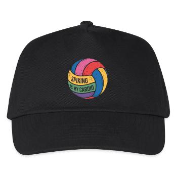 Spiking Ist Mein Cardio Volleyball Motivation - Kinder Basecap - Schwarz - Vorne