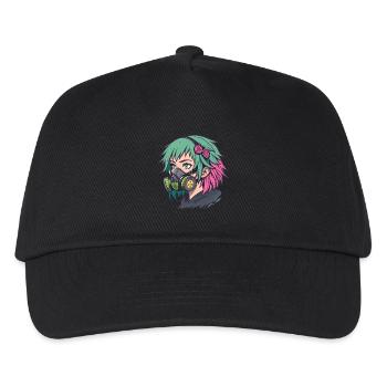 Neon Gasmaske Punk Porträt - Kinder Basecap - Schwarz - Vorne