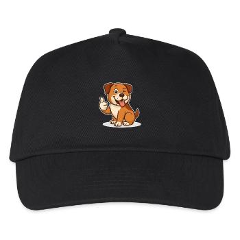 Fröhlicher Hund Daumen Hoch - Kinder Basecap - Schwarz - Vorne