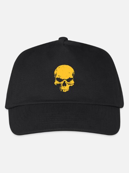 Gelber Totenkopf Kontrast - Kinder Basecap - Schwarz