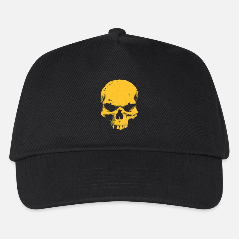 Gelber Totenkopf Kontrast - Kinder Basecap - Schwarz