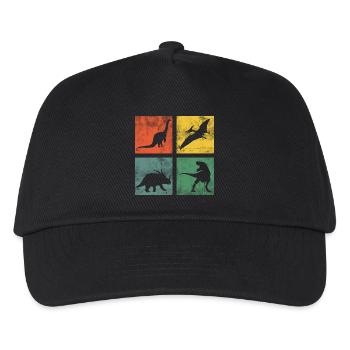 Dinosaurier Dino Dinos Tyrannosaurus Triceratops - Kinder Basecap - Schwarz - Vorne