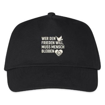 Frieden & Menschlichkeit - Kinder Basecap - Schwarz - Vorne