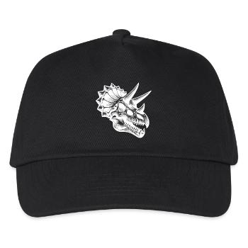 Dinosaurier Triceratops Kopf Fossil Knochen - Kinder Basecap - Schwarz - Vorne