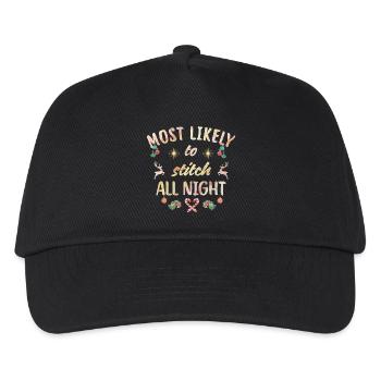 Most likely to stitch all night - Kids’ Baseball Cap - black - Front
