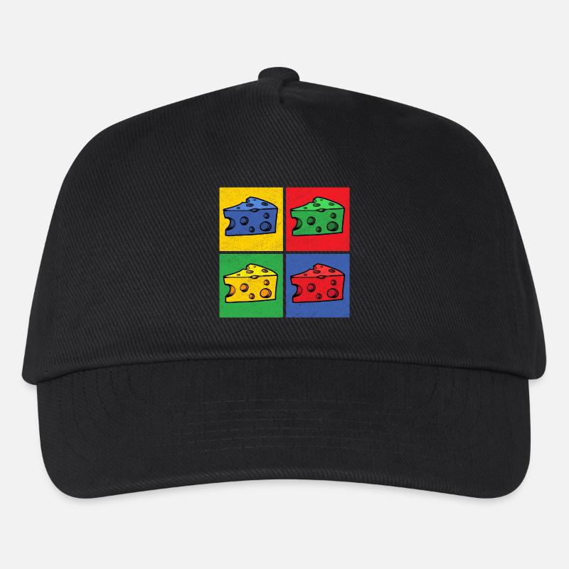 Käse Pop-Art Popart Käsestück Käseecke - Kinder Basecap - Schwarz