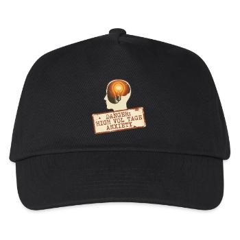 High Voltage Anxiety Warning Sign - Kids’ Baseball Cap - black - Front