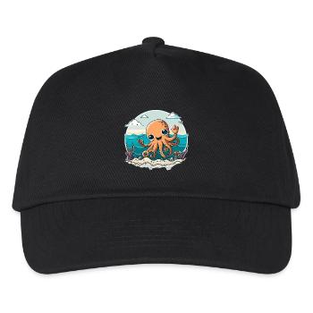 Happy squid on the beach - Kids’ Baseball Cap - black - Front