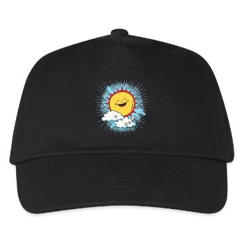 Smiling sun above clouds - Kids’ Baseball Cap - black - Front