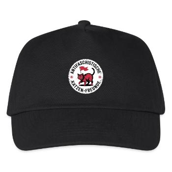 Antifaschistische Katzen Freunde - Gegen Rechts - Kinder Basecap - Schwarz - Vorne