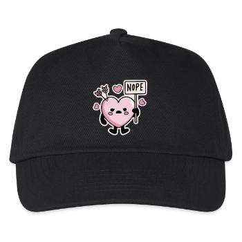 Kawaii Heart Nope Sign Anti Valentine's Day - Kids’ Baseball Cap - black - Front