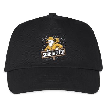 Bad weather seagull in raincoat - Kids’ Baseball Cap - black - Front
