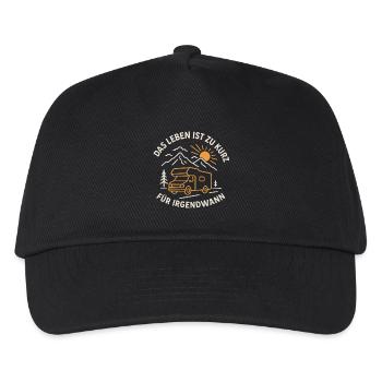 Vanlife, mountain and sun on the camper. - Kids’ Baseball Cap - black - Front