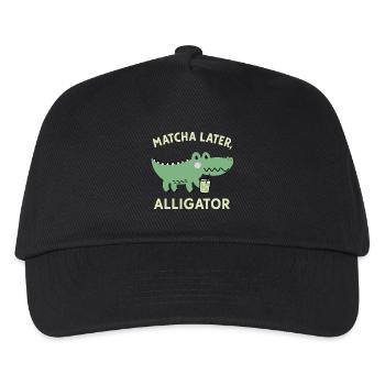 Matcha Later, Aligator – Japanese Tea Trend Spruch - Kinder Basecap - Schwarz - Vorne