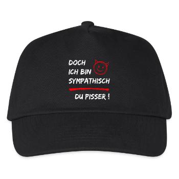 Doch ich bin Sympathisch-Du Pisser-Funny Statement - Kinder Basecap - Schwarz - Vorne