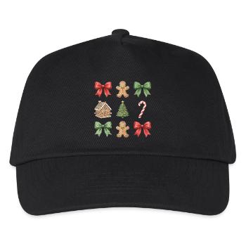 Winter-Verspielte Weihnachtsmotive Parade - Kinder Basecap - Schwarz - Vorne