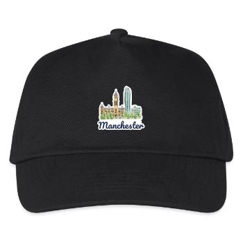 Manchester Skyline Town Hall Beetham Tower Art - Kids’ Baseball Cap - black - Front