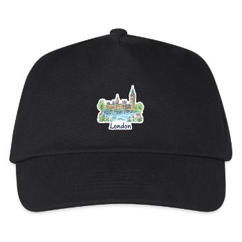 London Skyline Big Ben Parliament Bridge Kunst - Kinder Basecap - Schwarz - Vorne