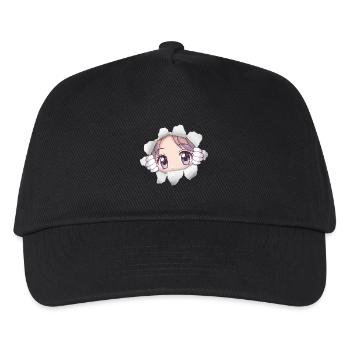 Anime-Mädchen-Augen, die hervorlugen, zerrissene Papier-Manga-Kunst - Kinder Basecap - Schwarz - Vorne