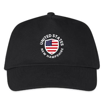 New Hampshire Shield with American Flag - Kids’ Baseball Cap - black - Front