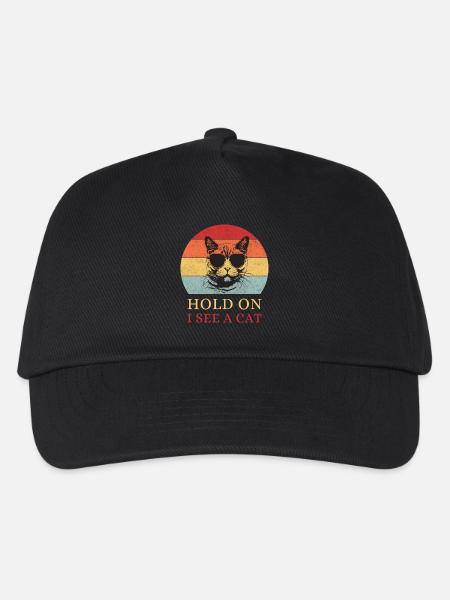 Hold On, I See a Cat – Retro Katze - Kinder Basecap - Schwarz