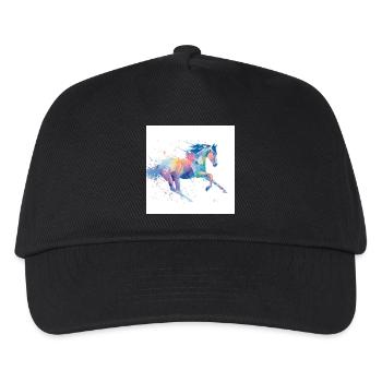 Rainbow Watercolor Gallop Horse - Kids’ Baseball Cap - black - Front