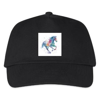 Regenbogengalopp-Aquarellpferd - Kinder Basecap - Schwarz - Vorne