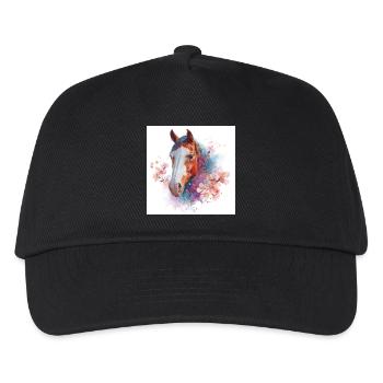 Aquarellpferd mit Kirschblüten - Kinder Basecap - Schwarz - Vorne