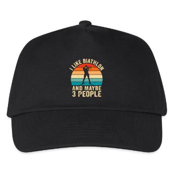 i like biathlon and maybe 3 people - Kids’ Baseball Cap - black - Front