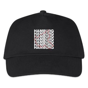 HAMBURG UMRISS ROT, MOIN HAFENSTADT - Kinder Basecap - Schwarz - Vorne