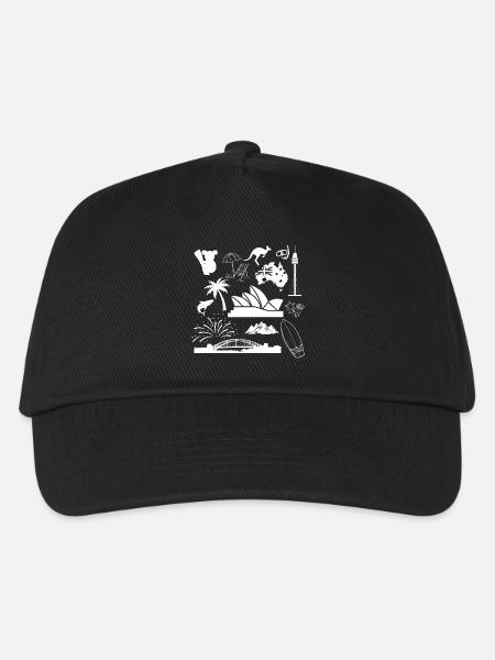 Sydney in symbols (white) - Kids’ Baseball Cap - black