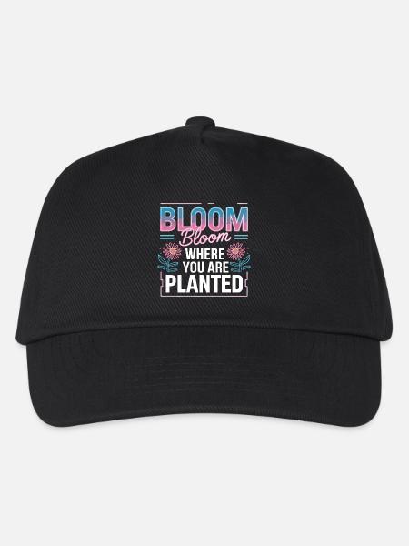 Bloom Bloom Where You Are Planted Selbstliebe - Kinder Basecap - Schwarz