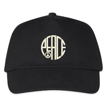 Peace Typografie im Art Deco Stil - Kinder Basecap - Schwarz - Vorne