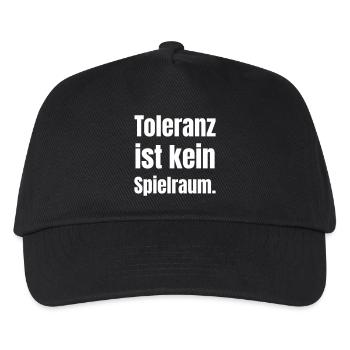 Toleranz ist kein Spielraum - Kinder Basecap - Schwarz - Vorne