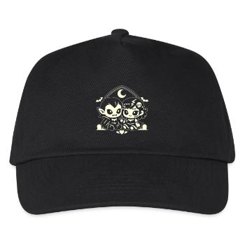 Nachtaktives, niedliches Vampirduo - Kinder Basecap - Schwarz - Vorne