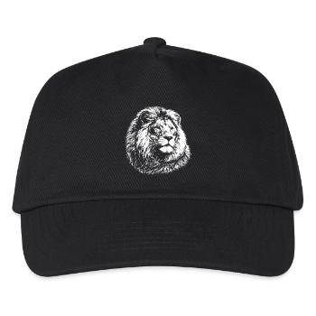 Leo – realistische Schwarzweiß-Grafik - Kinder Basecap - Schwarz - Vorne