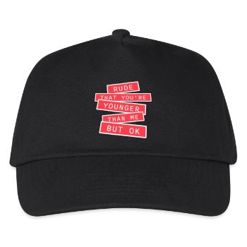 Rude that you're younger than me but ok Birthday - Kids’ Baseball Cap - black - Front